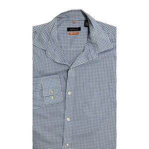 Van Heusen Traveler Shirt Mens Small 14-14.5 32/33 Blue‎ Check Slim Fit Stretch